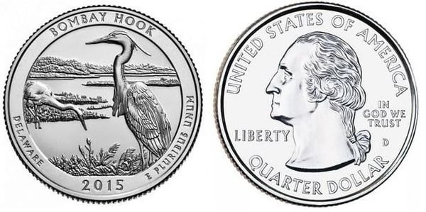 1/4 dollar (America The Beautiful - Bombay Hook National Refuge)