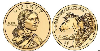 1 dollar (Sacagawea Dollar - Amerikanische Ureinwohner Dollar - Pferd Reverse)