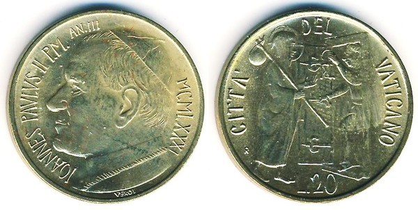 20 liras (Johannes Paul II.)